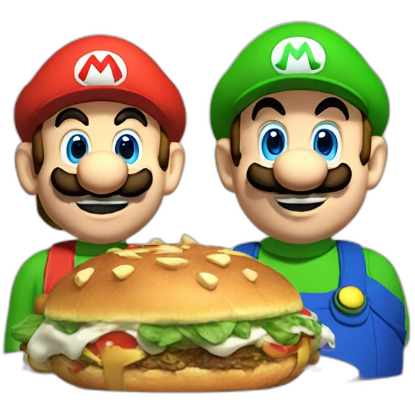 Mario and Luigi eating massa emoji