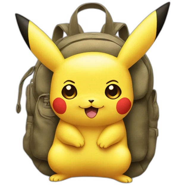 Pikachu avec un sac à dos en forme de chat emoji