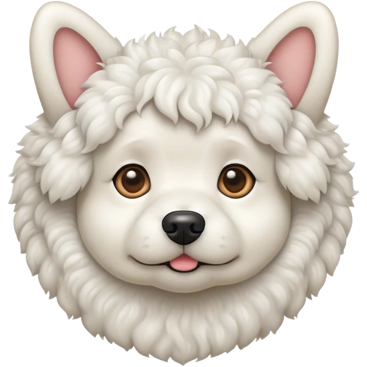 Small curly white dog with stuck up ears  emoji