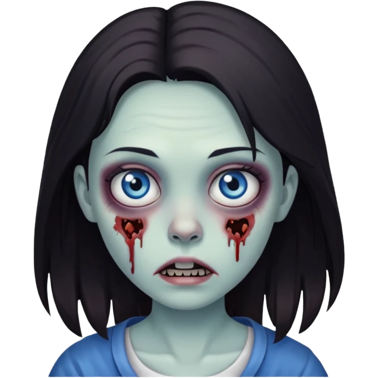 zombie girl with dark hair and blue eyes emoji