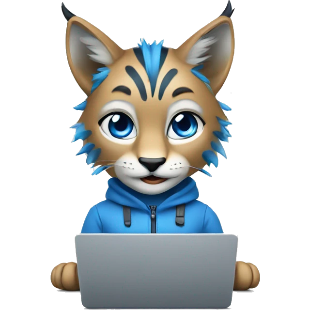 A blue lynx with a laptop emoji