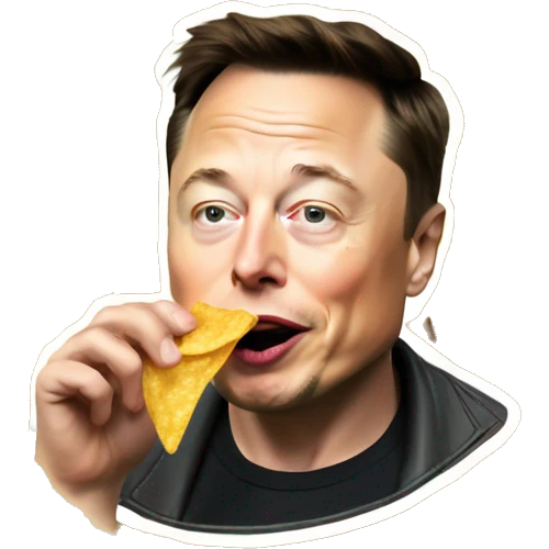Elon musk munching on chips emoji