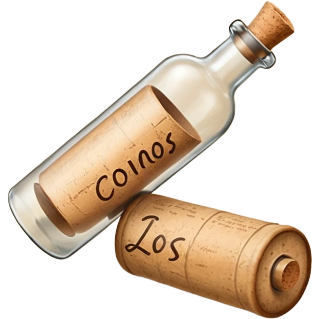 message round bottle with paper roll inside bottel emoji