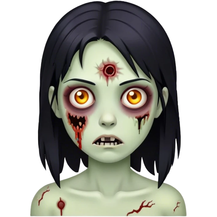 Girl zombie with black hair emoji
