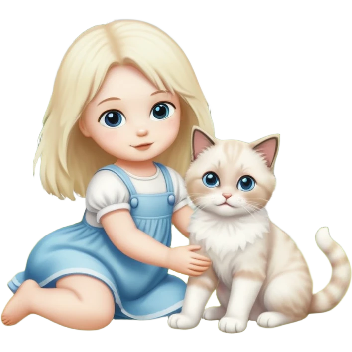 Ragdoll playing with a baby in the park emoji