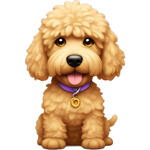 Tiny golden doodle looking sassy emoji