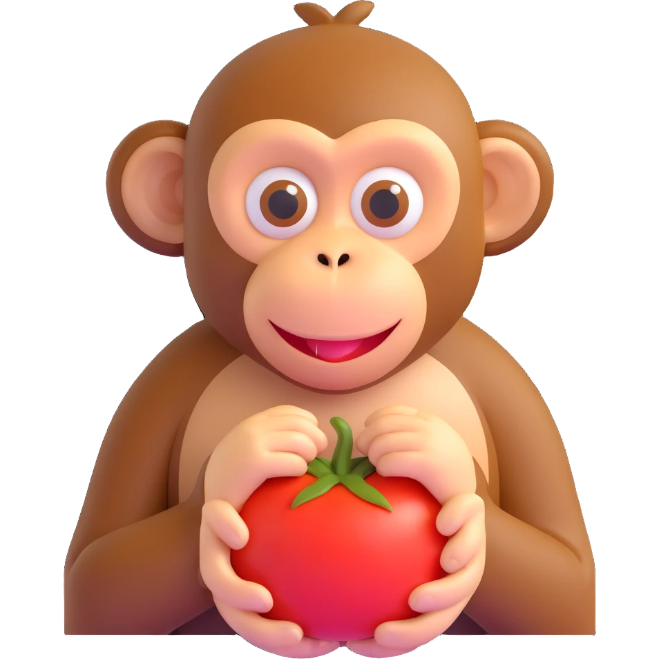 monkey eating tomato emoji
