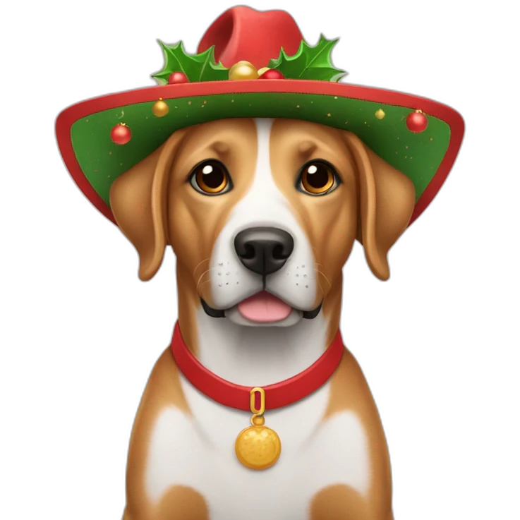 Perro con sombrero de navidad  emoji