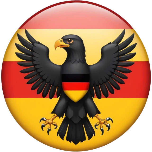 German flag with a bold black eagle in the center, clean and recognizable design, suitable for an icon or emoji, no text emoji