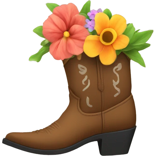 cowboy boot with flowers emoji
