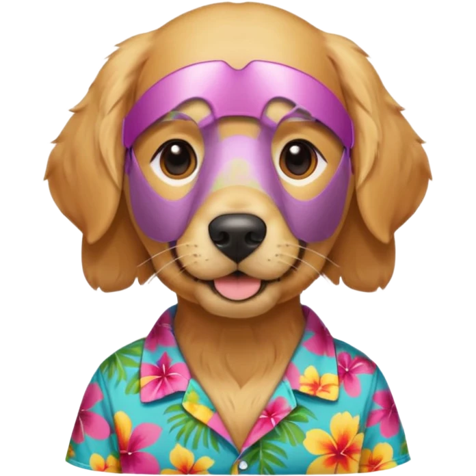 Goldern Dog – wearing colorful aloha shirt emoji
