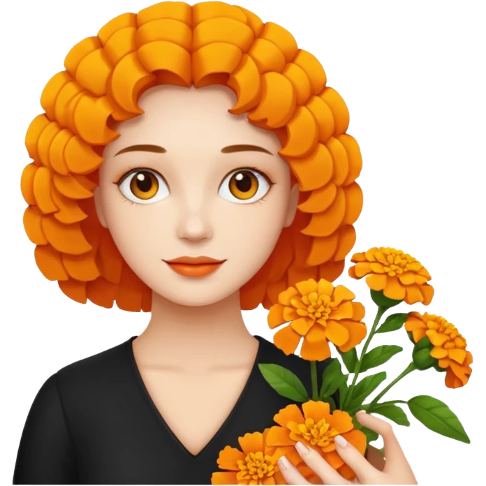 woman holding marigolds emoji