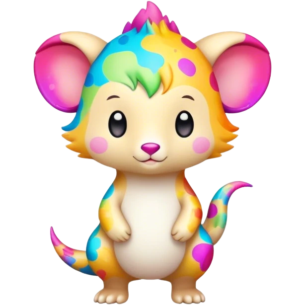 an cute kawaii vernid-fionbri with colorful splash patterns full body emoji