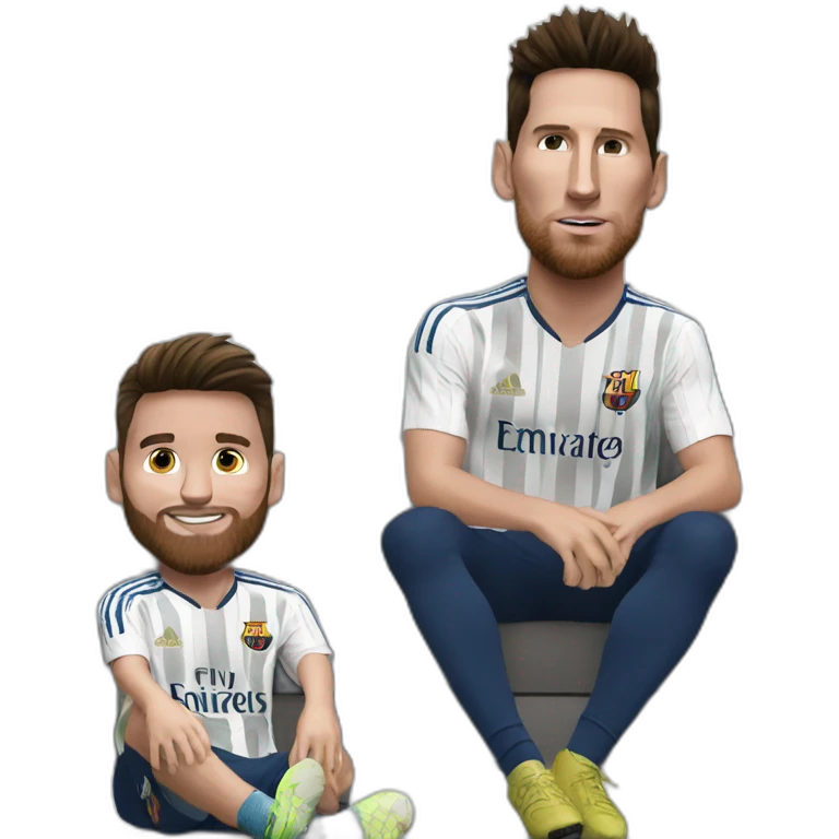 Messi sitting with Cristiano  emoji