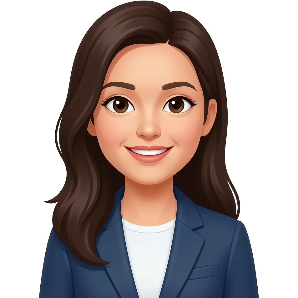 Asian woman with long hair in a interviewee emoji
