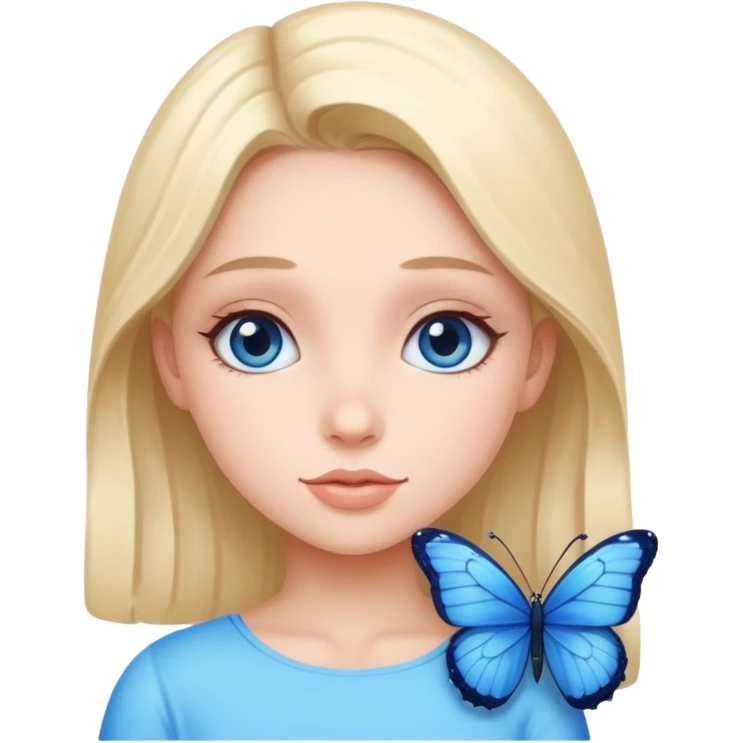 Girl have Blue butterfly  emoji