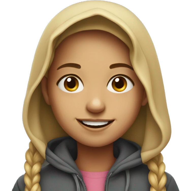smiling girl in hoodie portrait emoji