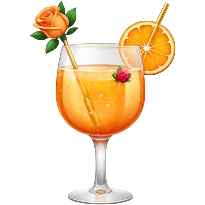 Glittery orange and golden colorfully mocktail with roses emoji