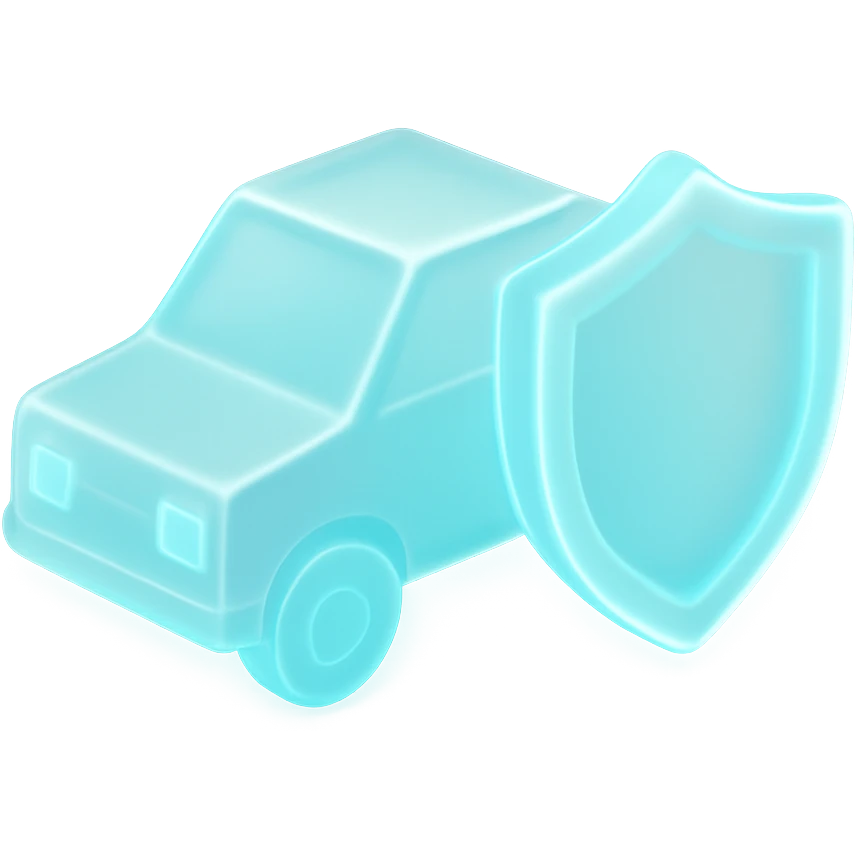 A vehicale with a shield in light neon blue emoji