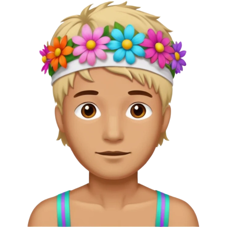 man with flower hair band  emoji