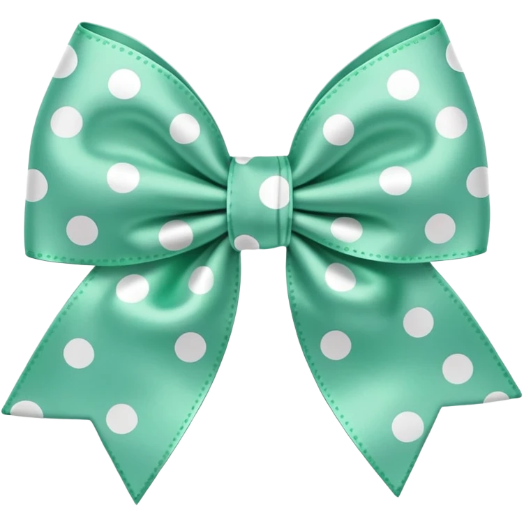 mint green bow with white dots emoji
