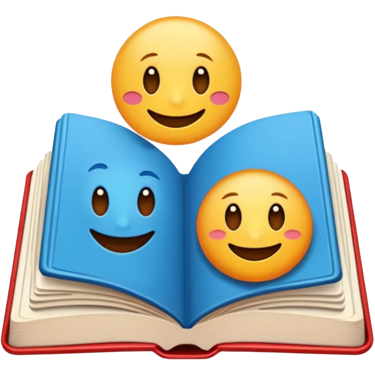 A book with a comic emoji
