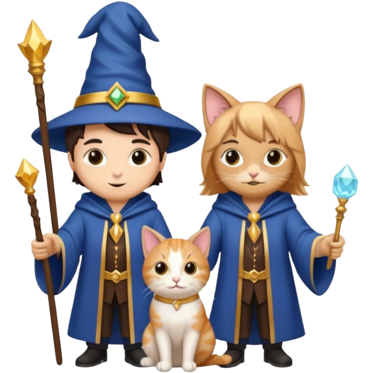 magician couple and their pet cat emoji