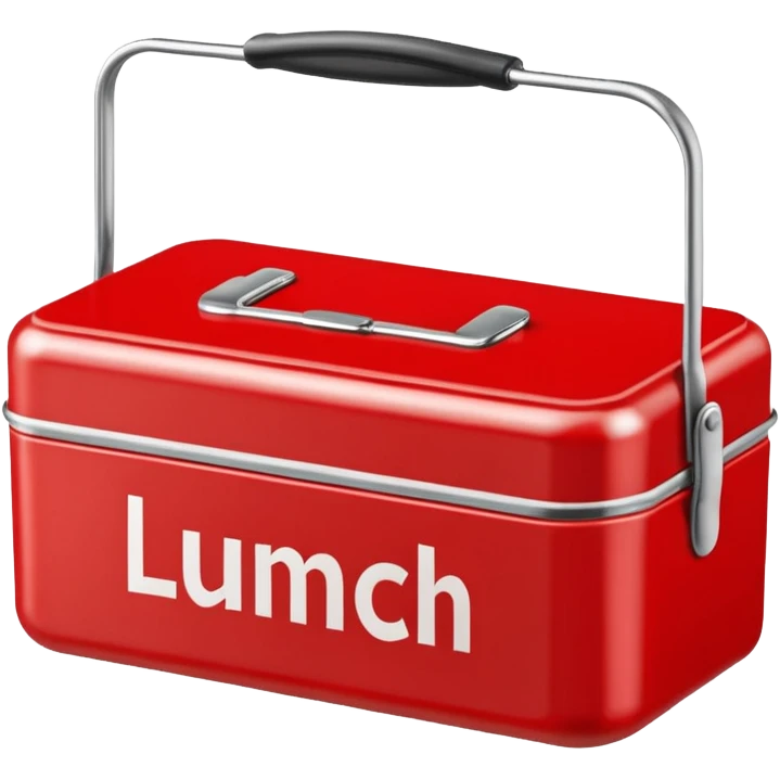 red lunch box with the word lunch on it emoji