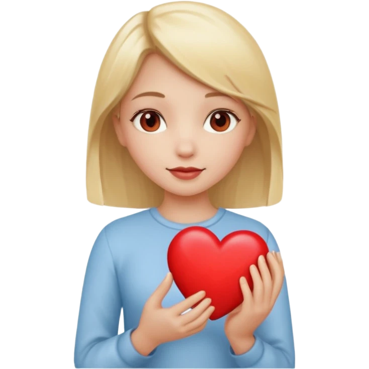 prayer girl blond hair red heart in her hands emoji