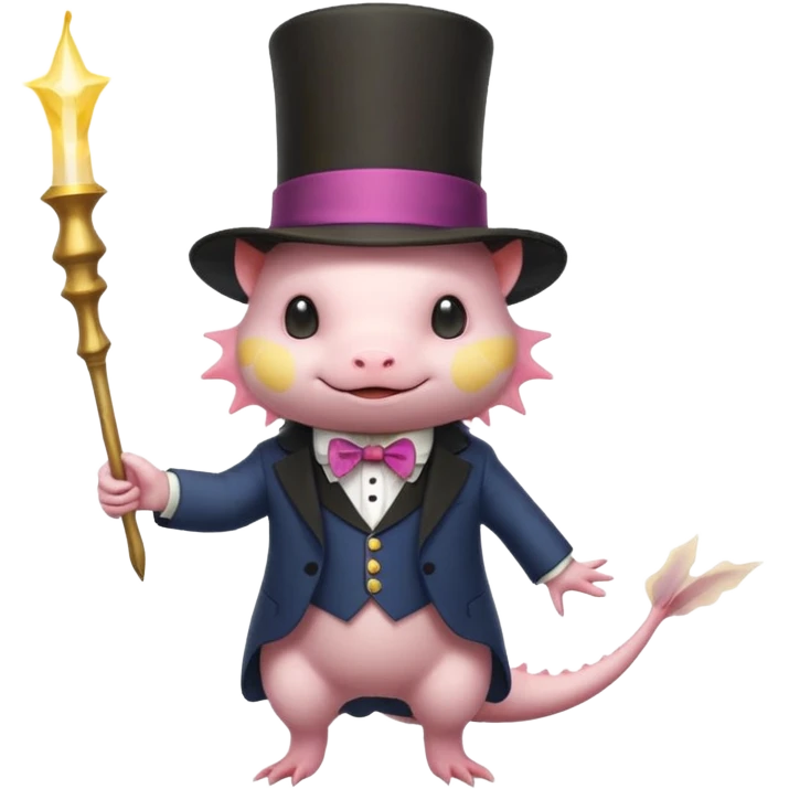 light yellow axolotl with magician hat emoji