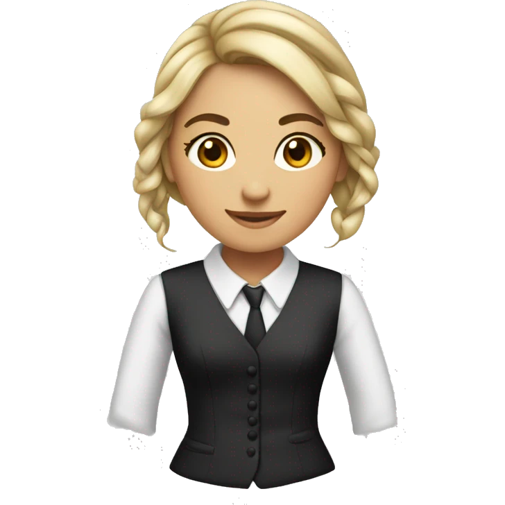 Girl wearing formals dress long hair tied up  emoji