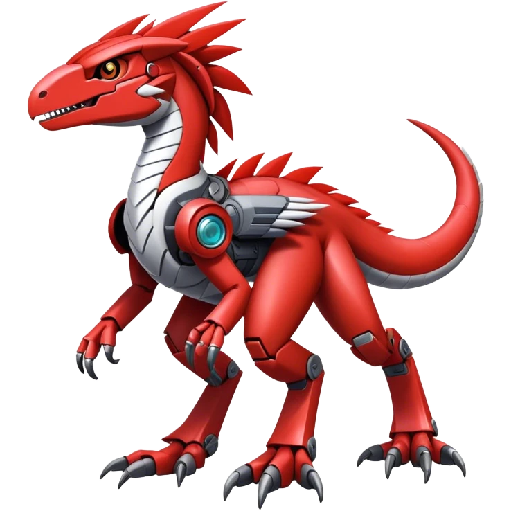 Furry feather-mane Cool Edgy Futuristic shiny Digimon-Fakemon-Guilmon-Velociraptor-Mecha full body   emoji
