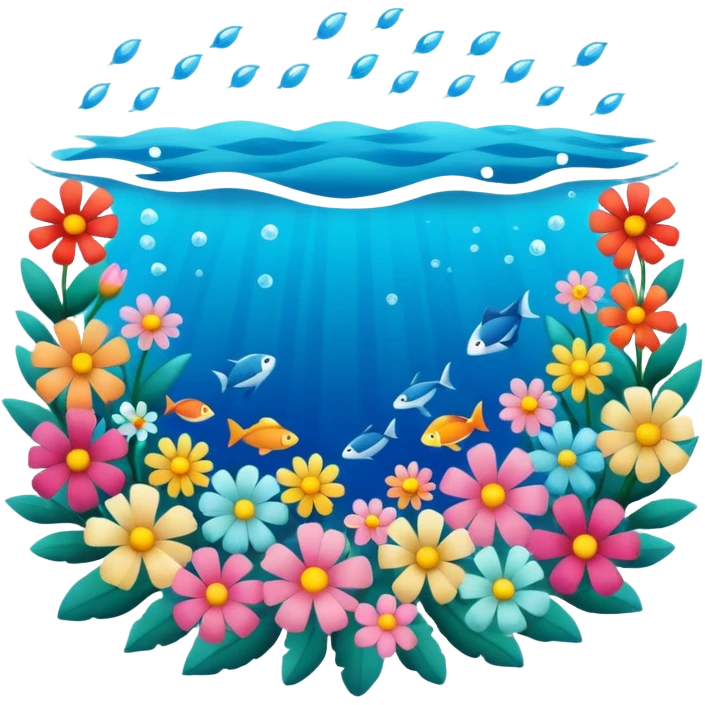 Ocean with flowers floating around  emoji