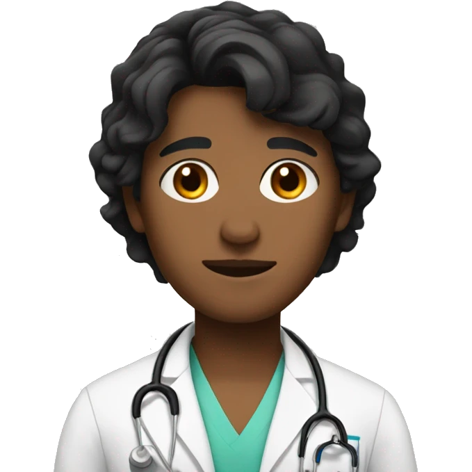 Doctor with short black hair and brown skin emoji