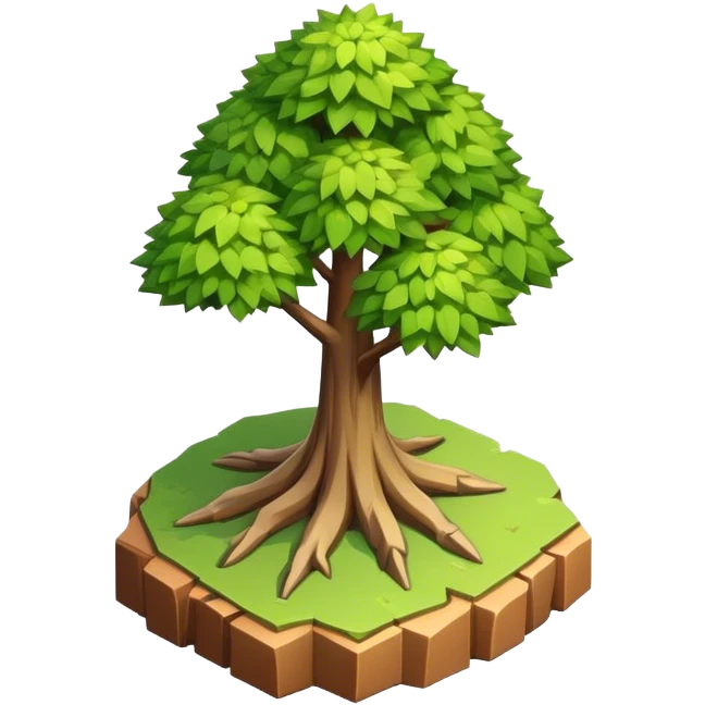 isometric view rugged small tree emoji