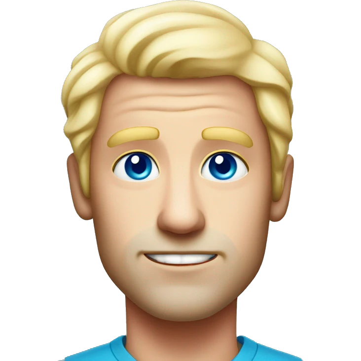 man with bright hot pink skin very very bright blue eyes looks old losing hair, hair is blonde  emoji
