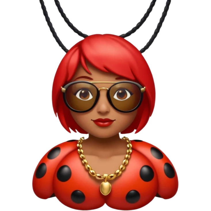 a ladybug thug with sunglasses and a necklace on emoji