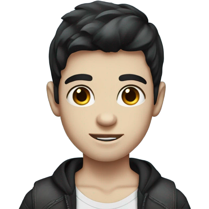 boy with dark hair, white skin, blue eyes and tattoos on the arms  emoji