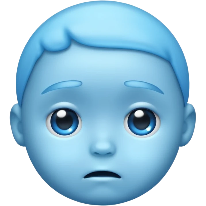 a baby blue sad face emoji with a glowing baby blue gradient behind it  emoji