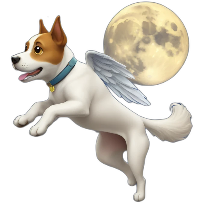 Dog flying to the moon emoji
