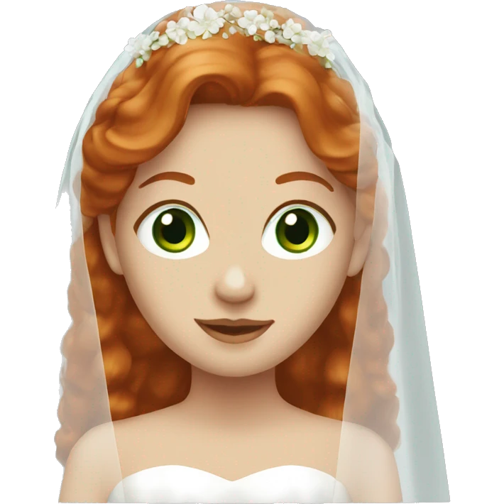 redhead with green eyes and  wedding veil  emoji