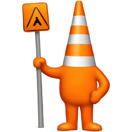 a orange guy with a traffic cone on his head emoji
