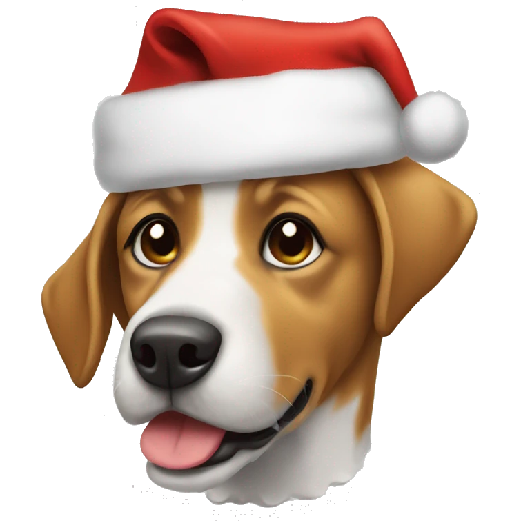 A dog with a Santa hat emoji