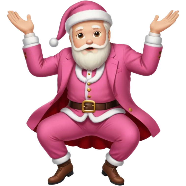 santa claus in a pink suit flying on donald trump emoji