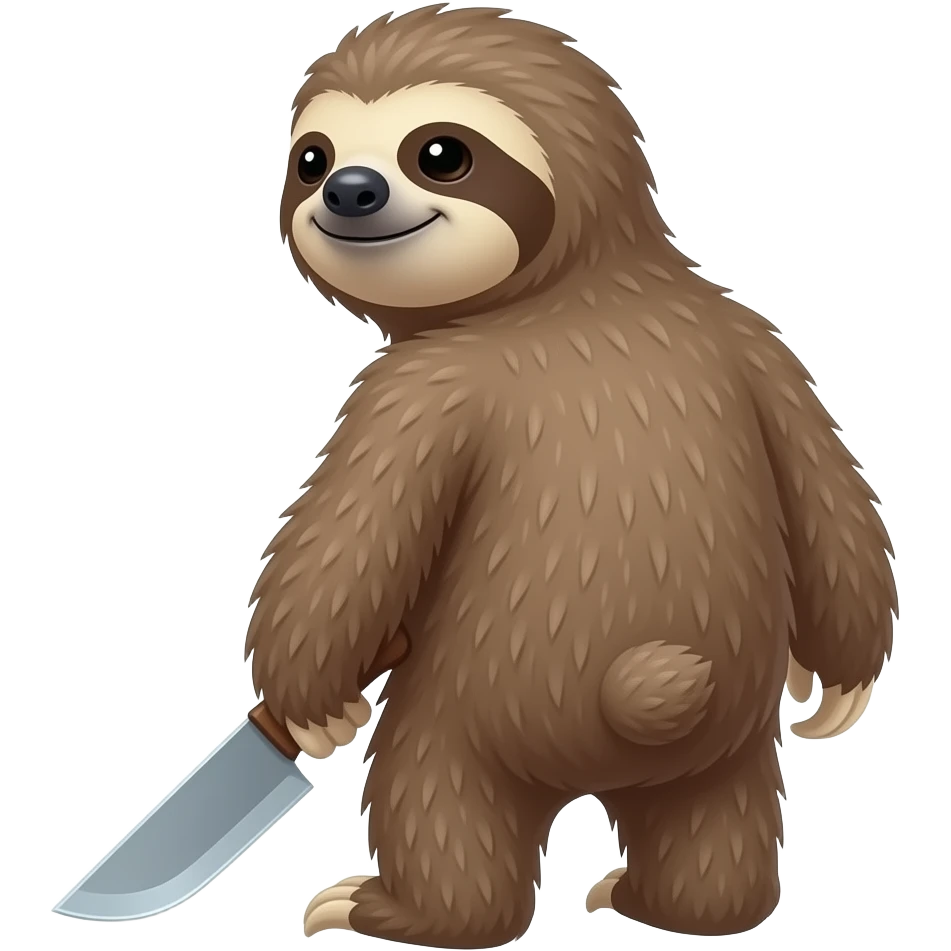 turn back looking askance going smiling evil killer sloth w big knife emoji