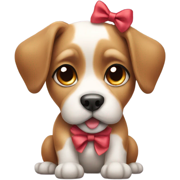 Cute dog with a bow emoji