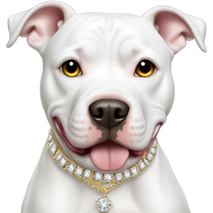 white pitbull with bling necklace and earrings emoji