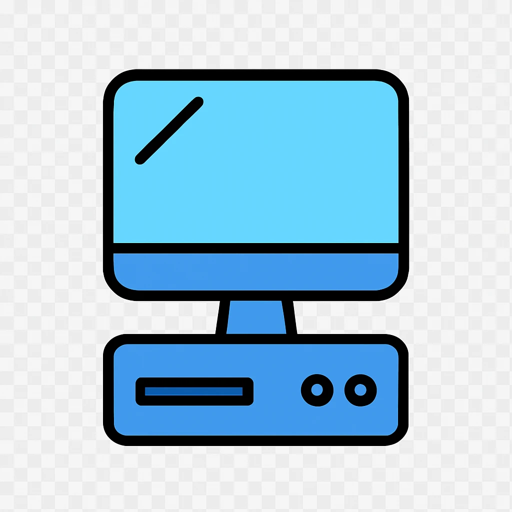 minimalist line-art computer icon, light and deep blue colors, white background, simple modern professional, no shading or gradients, 1:1 aspect ratio, icon style, matching AlefStudio style emoji