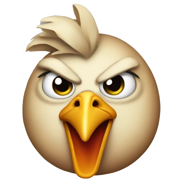 Chicken looking mad apple style emoji