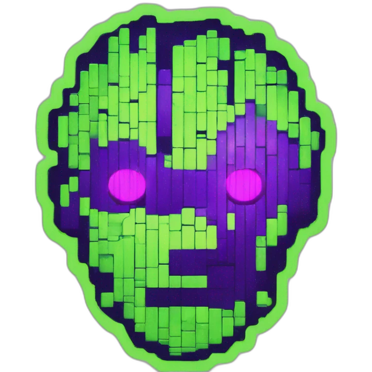 Lemon green and purple neon READY PLAYER ONE matrix Cyberpunk emoji